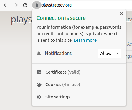 View site information popup
